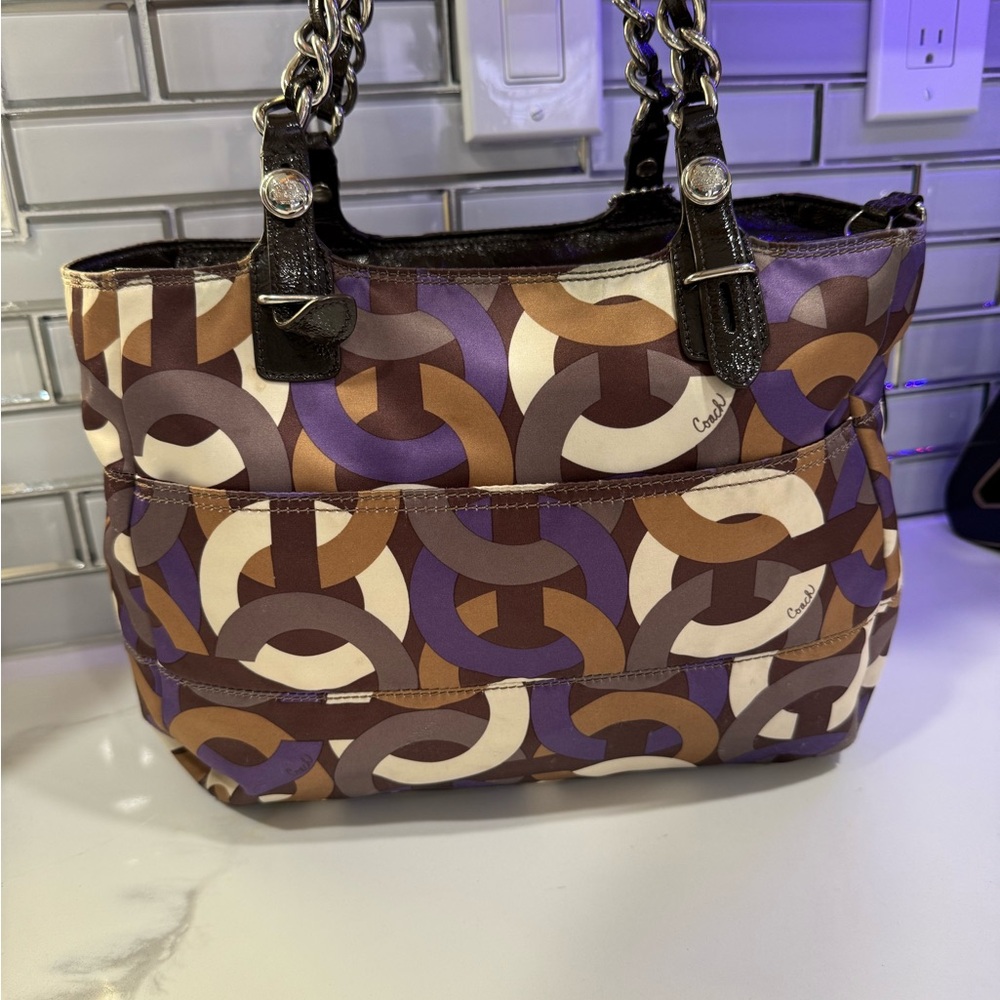 Coach Madison vintage east west chainlink signature tote purse EUC - Picture 3 of 12